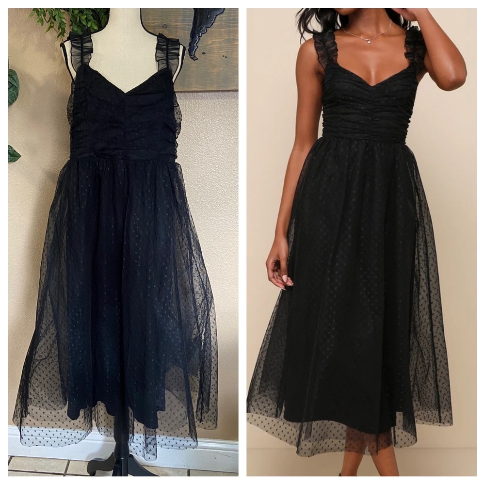 Lulu's Black Midi Dress